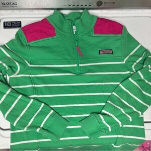 Vineyard Vines Green and Pink Striped Pullover